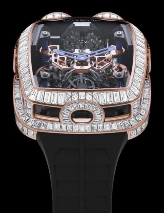Replica Jacob & Co. Bugatti Chiron Rose Gold Baguette 16 Cylinder Tourbillon watch BU800.40.AA.AA.ABRUA price